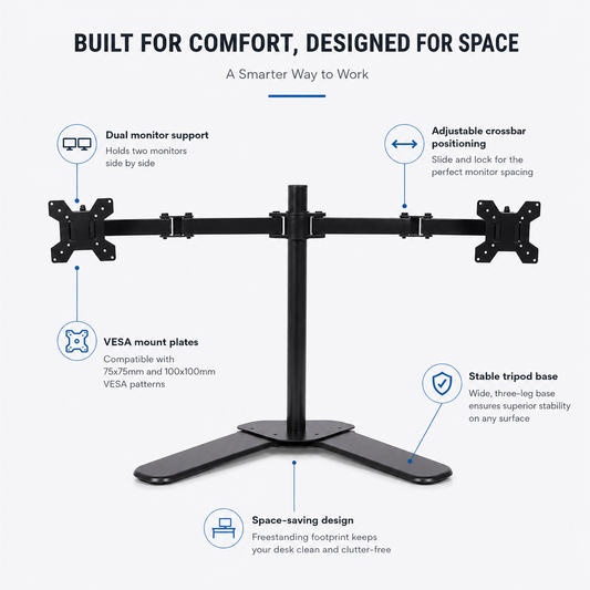 Hiwl Dual Monitor Base Stand, Up to 32 inch, 360 Rotation