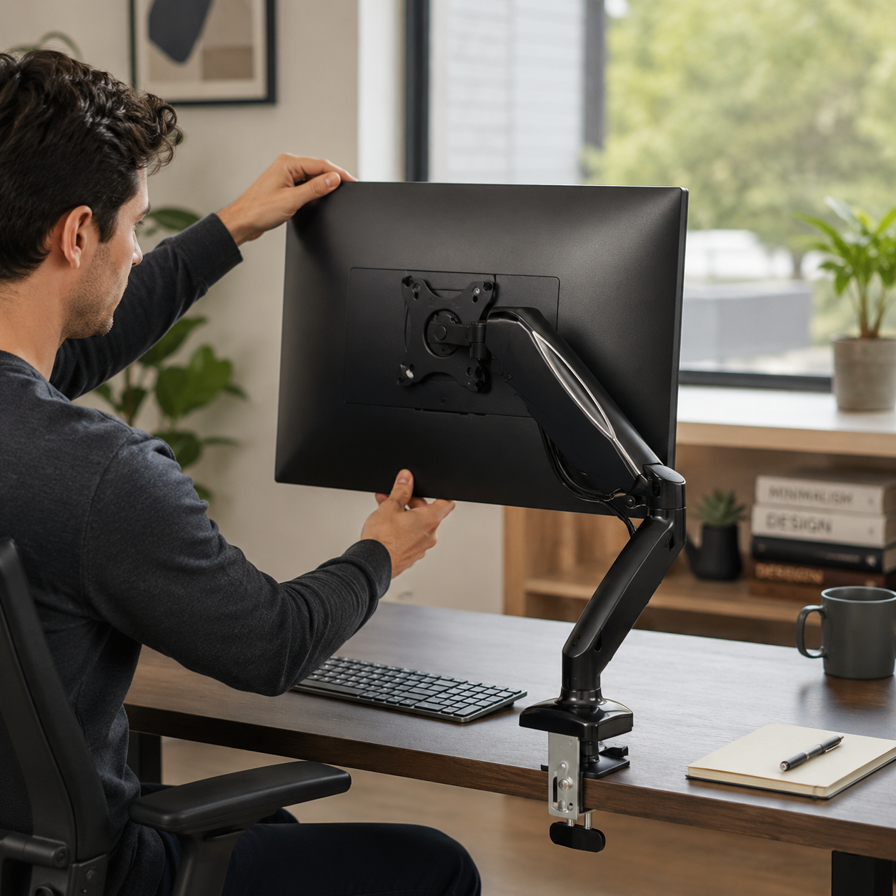 Hiwl Single Monitor Arm Stand, 16-31 inch, Height Adjustable Desk Mount
