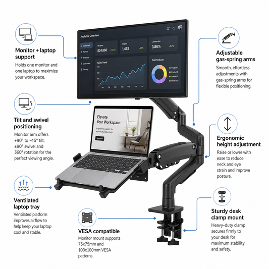 Hiwl NB F160-FP Monitor and Laptop Mount, 17-30 inch, 2-9 kg