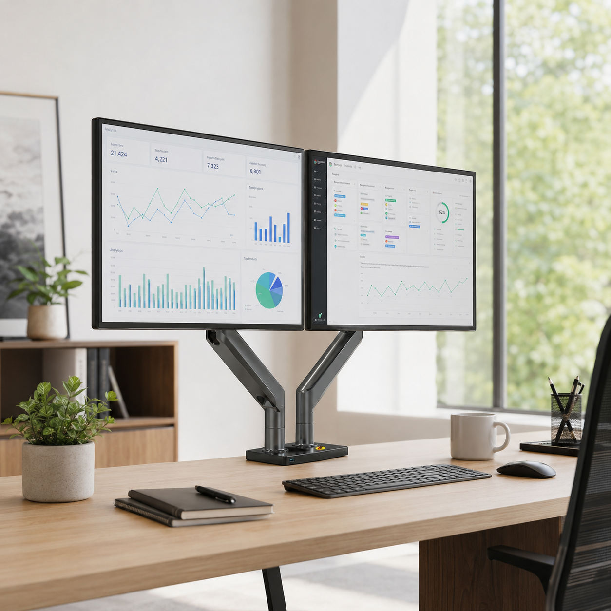 Hiwl NB G35 Dual Monitor Stand, 22-32 inch, 2-12 kg Per Arm
