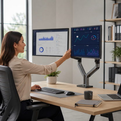 Hiwl NB G35 Dual Monitor Stand, 22-32 inch, 2-12 kg Per Arm
