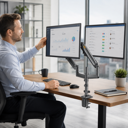 Hiwl NB H180 Dual Monitor Desk Mount, 22-27 inch, 2-9 kg