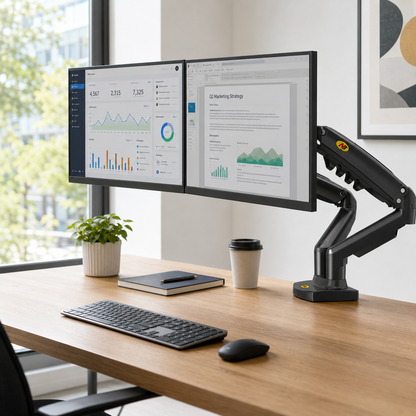 Hiwl NB F160 Dual Monitor Desk Mount, 17-27 inch, 9 kg Per Arm