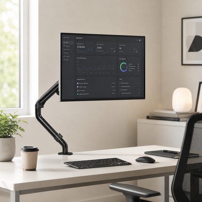 Hiwl Telescopic Monitor Arm Stand, 17-32 inch, Black