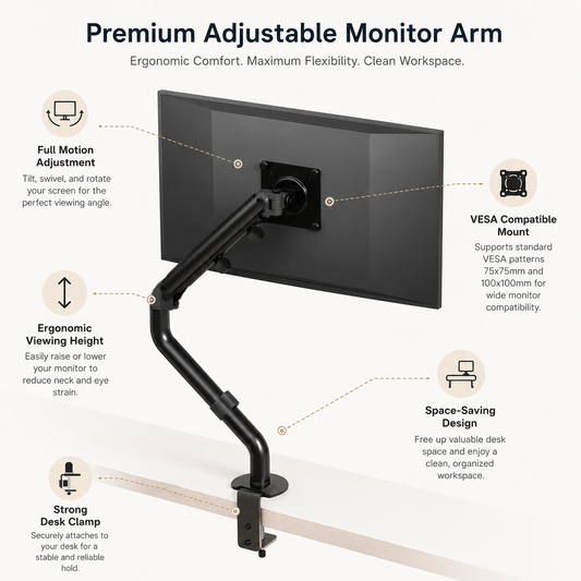Hiwl Monitor Arm Stand, Up to 32 inch, C-Clamp Mount