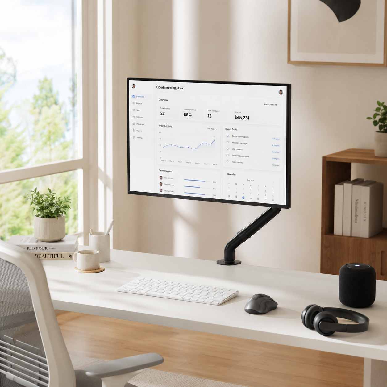 Hiwl Monitor Arm Stand, Up to 32 inch, Height Adjustable