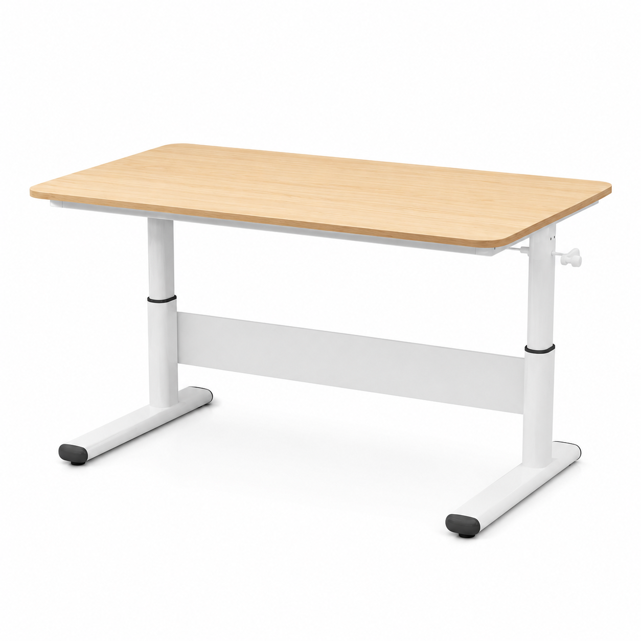 Hiwl Manual Height Adjustable Desk, 100 x 60 cm, Wood Finish