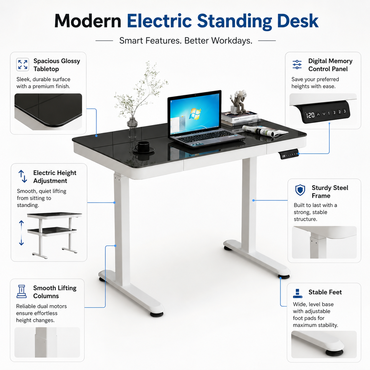 Hiwl Medis Electric Standing Desk, 120 x 60 cm