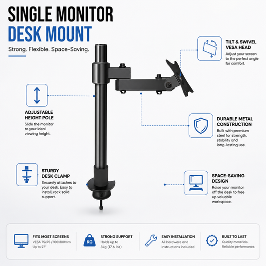 Hiwl Dual Monitor Arm Stand, 14-27 inch, 40 cm Desk Mount