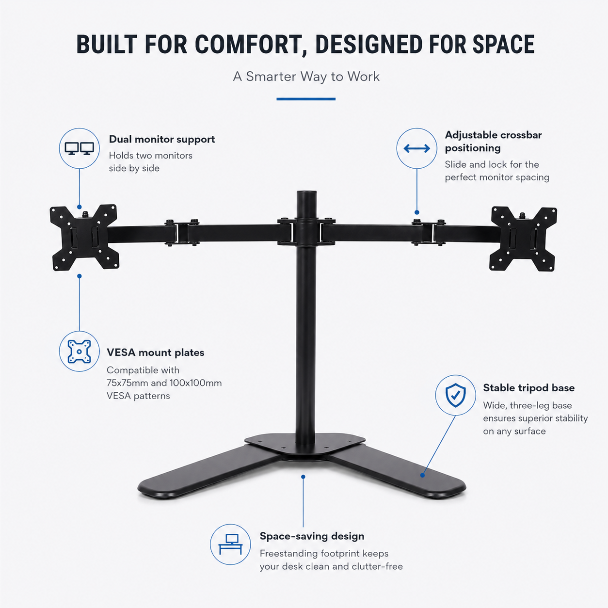 Hiwl Dual Monitor Base Stand, Up to 32 inch, 360 Rotation