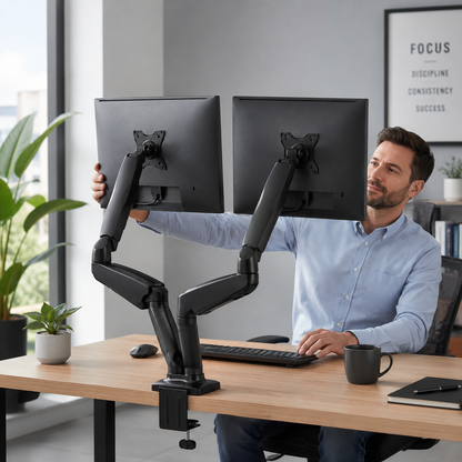 Hiwl Dual Monitor Mobile Base Stand, 13-27 inch, Height Adjustable