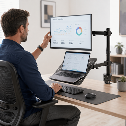Hiwl Monitor and Laptop Desk Mount, 13-30 inch, Dual Arm