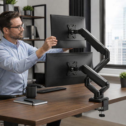 Hiwl Dual Monitor Arm Stand, 16-31 inch, 360 Rotation