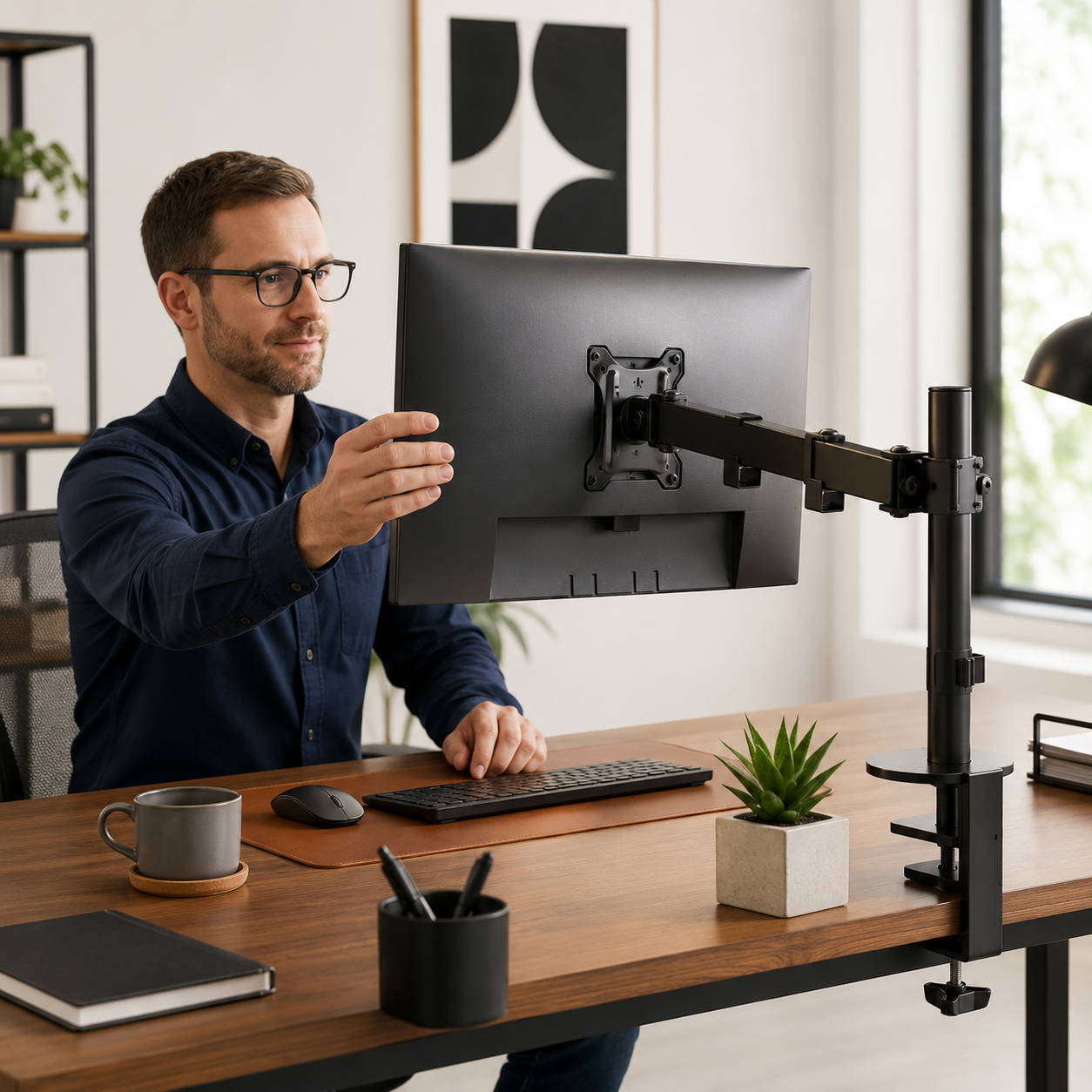 Hiwl Single Monitor Arm Stand, 13-27 inch, 360 Rotation