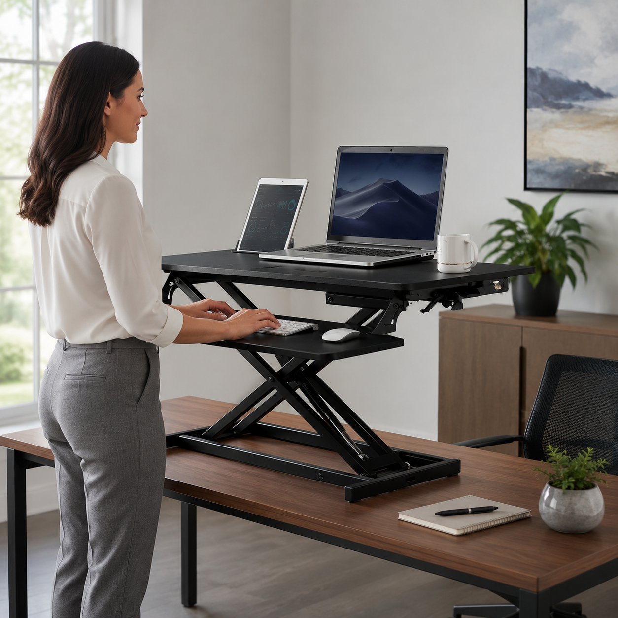 Hiwl Height Adjustable Desk Converter, 80 x 40 x 15 cm