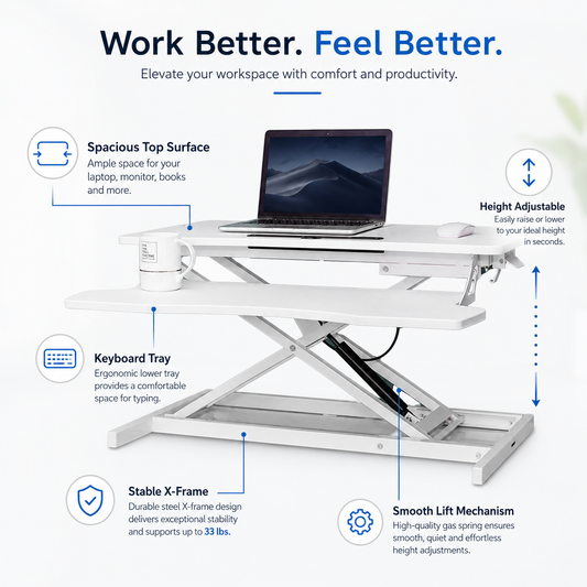 Hiwl Height Adjustable Desk Converter, 80 x 40 x 15 cm