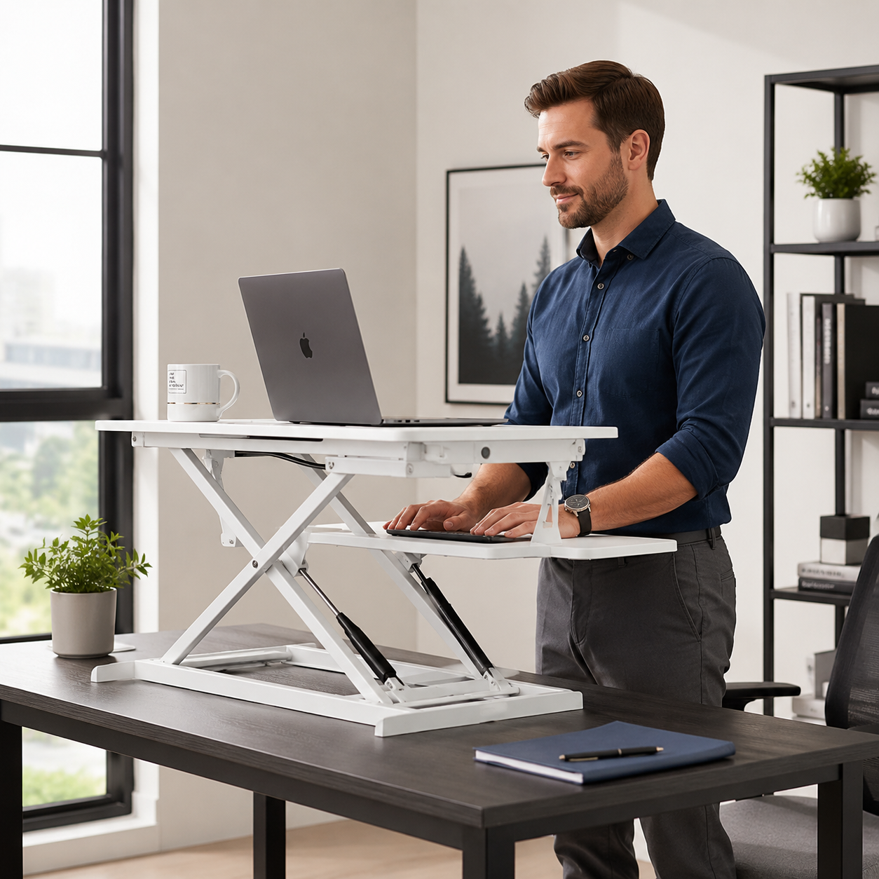 Hiwl Height Adjustable Desk Converter, 80 x 40 x 15 cm
