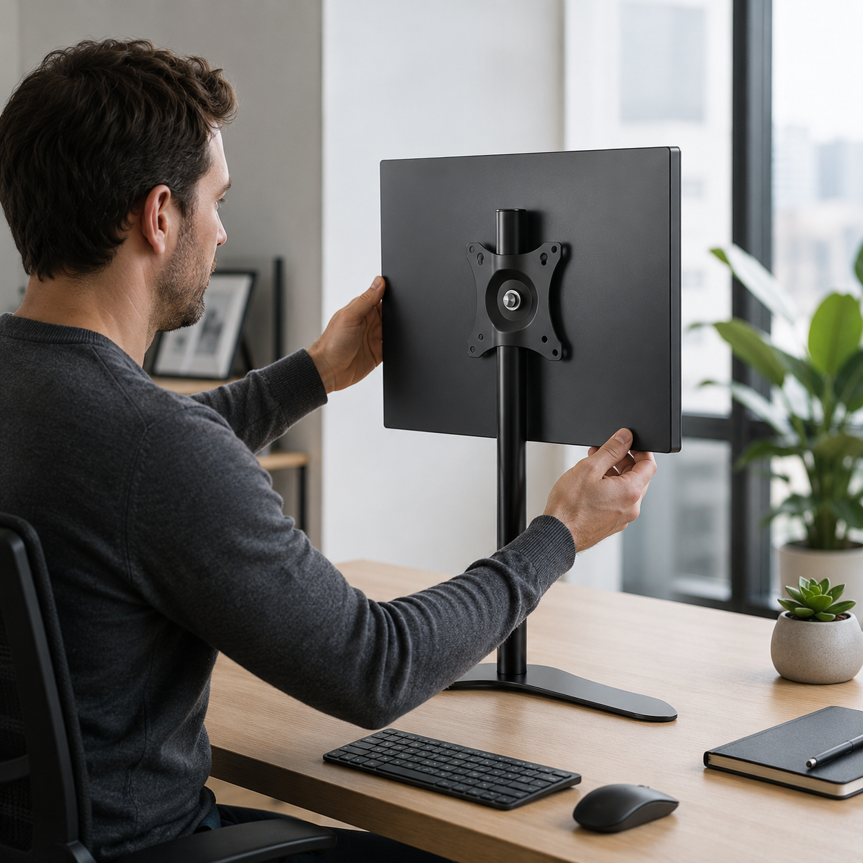Hiwl Dual Monitor Arm Stand, 13-30 inch, 60 cm Height Adjustable