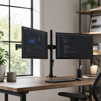 Hiwl Double Monitor Arm Stand, 10-30 inch, 360 Rotation