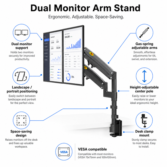 Hiwl NB Dual Monitor Wall Mount, 22-32 inch, Vertical Stack