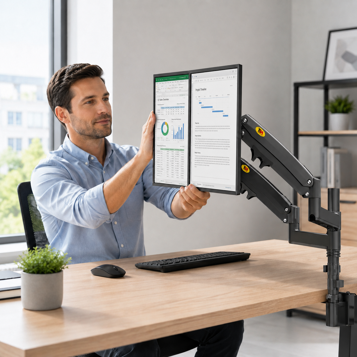 Hiwl NB Dual Monitor Wall Mount, 22-32 inch, Vertical Stack