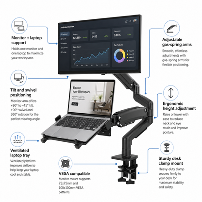 Hiwl NB F160-FP Monitor and Laptop Mount, 17-30 inch, 2-9 kg