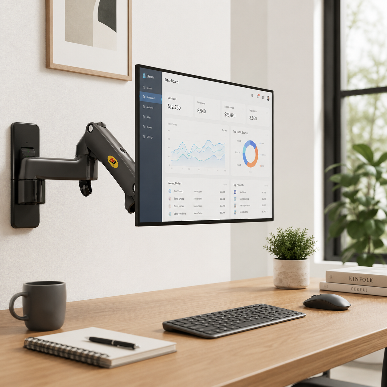 Hiwl NB F150 Monitor Wall Mount, 17-35 inch, 3-12 kg Full Motion