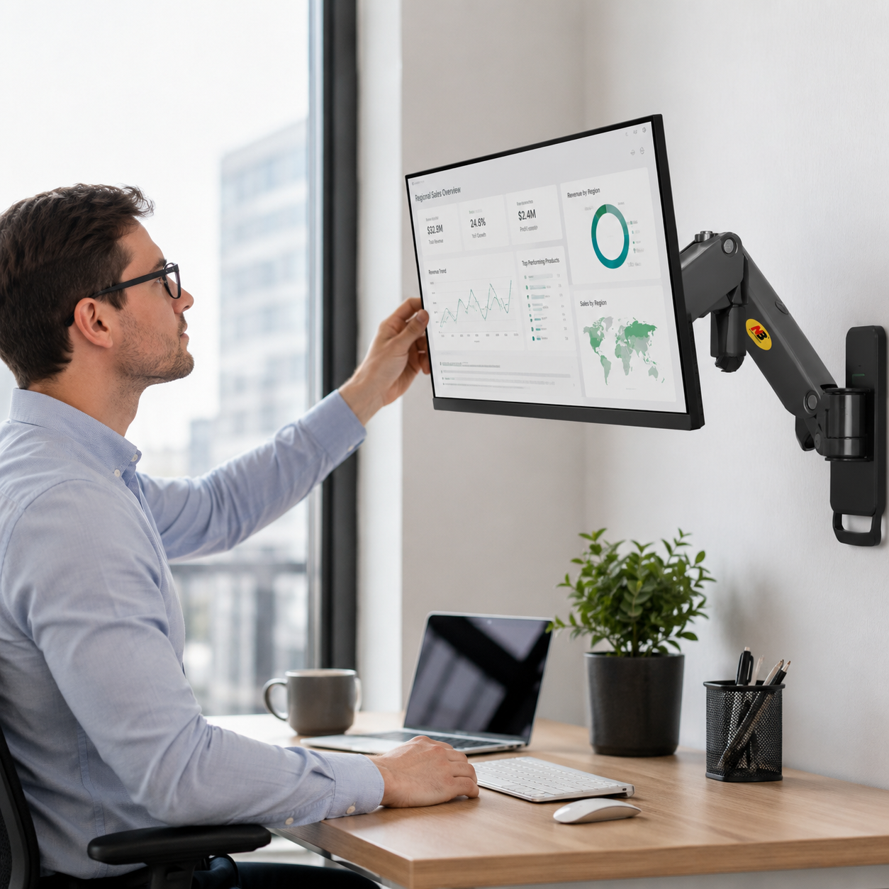 Hiwl NB F150 Monitor Wall Mount, 17-35 inch, 3-12 kg Full Motion