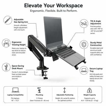 Hiwl NB H180-FP Dual Monitor Desk Mount, 22-32 inch, 2-12 kg