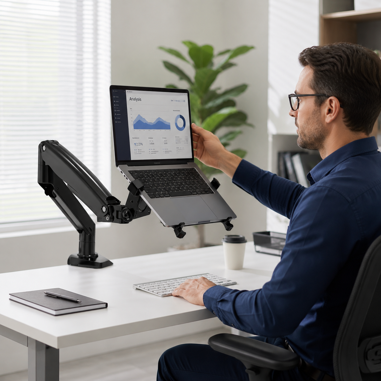 Hiwl NB H180-FP Dual Monitor Desk Mount, 22-32 inch, 2-12 kg