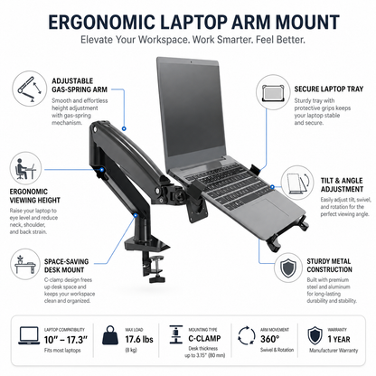 Hiwl NB F80-FP Laptop Monitor Mount, 10-17 inch, 2-9 kg