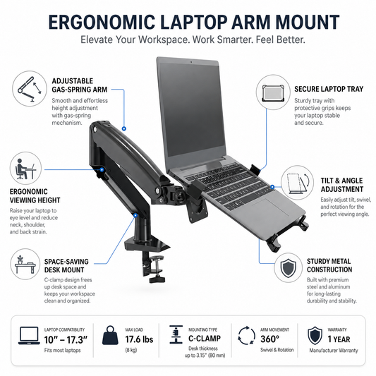 Hiwl NB F80-FP Laptop Monitor Mount, 10-17 inch, 2-9 kg